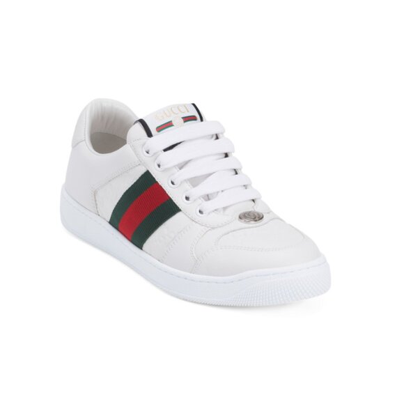 GUCCI White Made In Italy Leather Sneakers - Picture 1 of 2